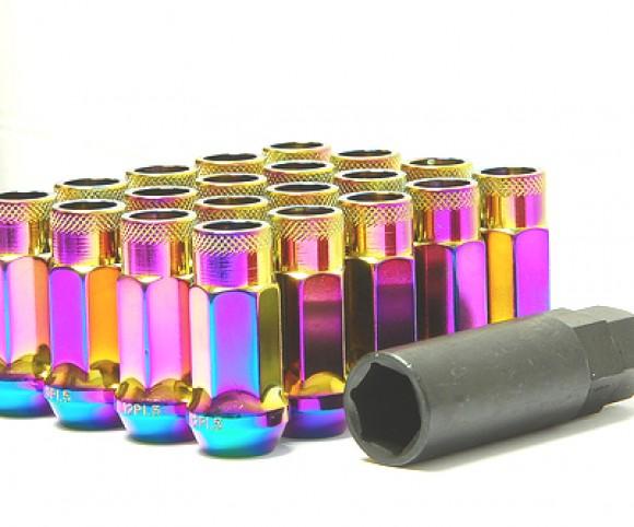 Wheel Mate Muteki SR48 Open End Locking Lug Nut Set of 4 - Burning Blue Neon 12x1.50 48mm