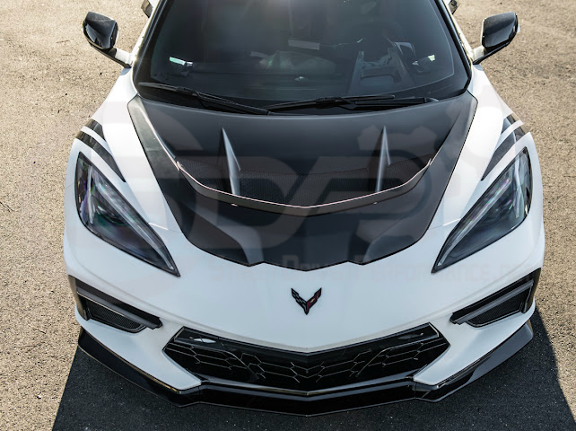 2020-PRESENT CHEVROLET CORVETTE C8 | ZR1 REPLICA STYLE  MATTE BLACK FRONT VENTED HOOD