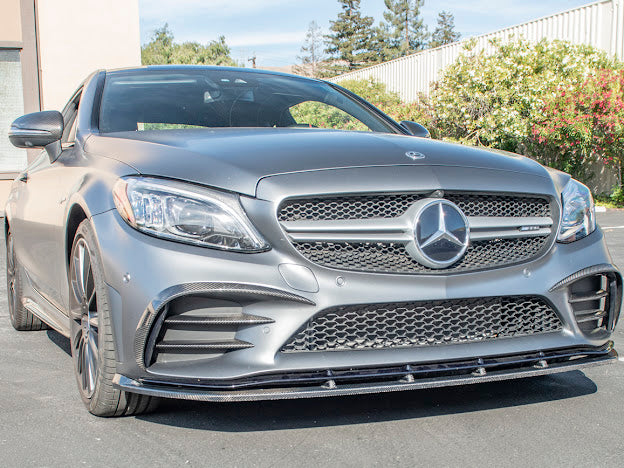 2019-Up MB C205 W205 Mercedes C-Class AMG Bumper CARBON FIBER Front Bumper Lip Splitter Ground Effects