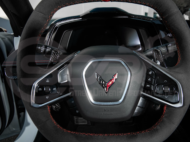 2020-UP CHEVROLET CORVETTE C8 | Lamborghini Style CARBON FIBER Steering Wheel Paddle Shifters
