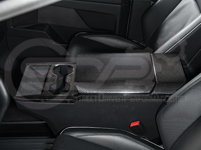 2024-Up Tesla Cybertruck | Interior DRY Carbon Fiber Center Cup Holder Trim Cover