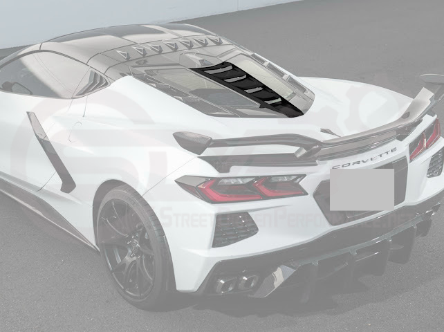 2020+ CORVETTE C8 ALL MODELS | ZR1 STYLE CARBON FLASH REAR WINDOW HATCH VENT LOUVER COVER