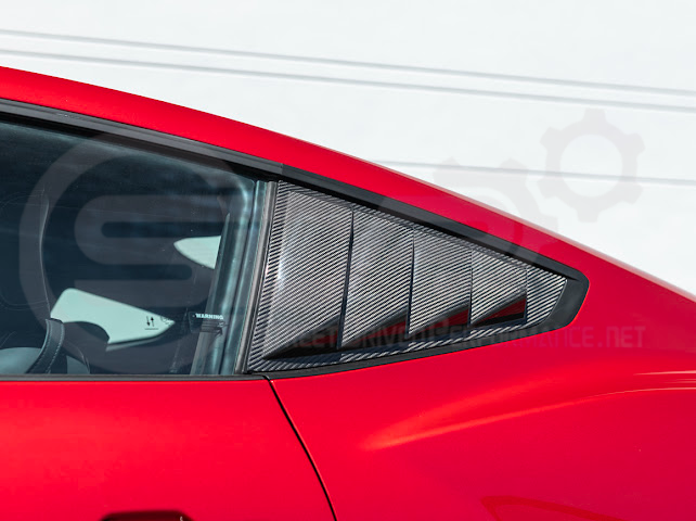 2024-UP FORD MUSTANG S650 | CARBON FIBER SIDE QUARTER WINDOW LOUVER SUN SHADE COVER