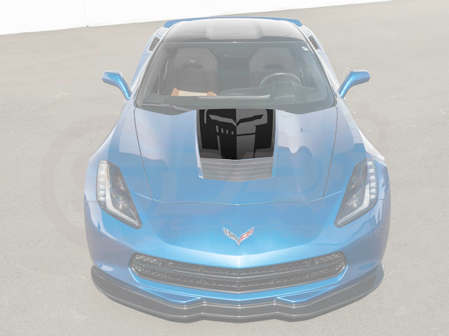 2014-2019 CORVETTE C7 BASE | JAKE SKULL LOGO HOOD VINYL DECAL STRIPE