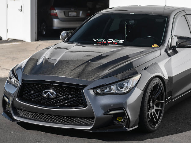 2014-Up Infiniti Q50 V37 | Performance CARBON FIBER Front Vented Hood