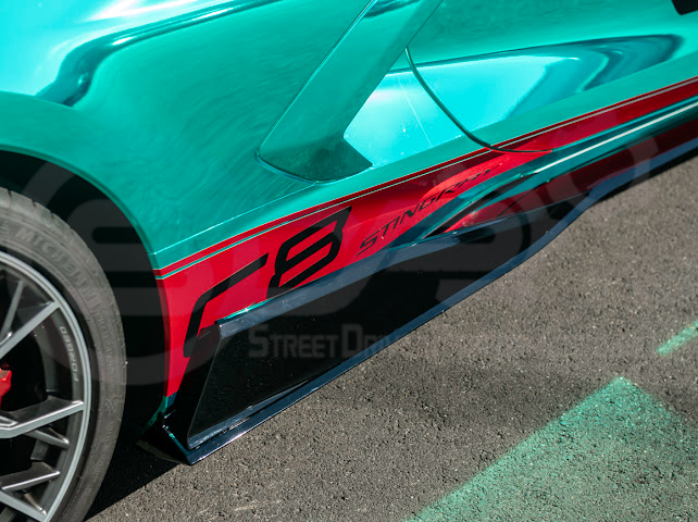 2020-UP CORVETTE C8 STINGRAY & Z51 | 5VM STYLE 2PCS GLOSSY BLACK SIDE SKIRTS ROCKER PANEL GROUND EFFECTS