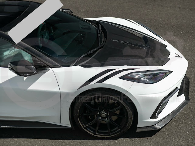 2020-PRESENT CHEVROLET CORVETTE C8 | SDP PERFORMANCE TRACK STYLE DOUBLE SIDED DRY CARBON FIBER FRONT HOOD