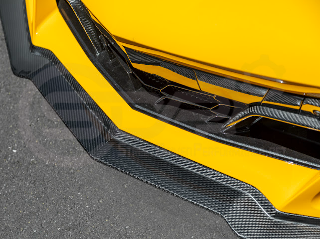 2023-UP CORVETTE C8 Z06 | Z07 EXTENDED PACKAGE CARBON FIBER FRONT LIP SPLITTER & CANARDS GROUND EFFECTS