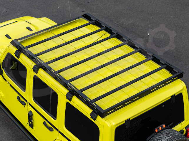 2018-UP JEEP WRANGLER JL & 2020-PRESENT JEEP GLADIATOR JT | CARBON STEEL BLACK TOP ROOF CARGO RACK (FULL & HALF LENGTH)