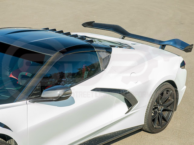 2020-Up Corvette C8 | SDP Performance Style Carbon Fiber Side Quarter Window Louver Sun Shade Cover