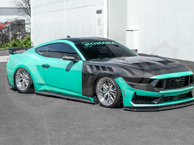 2024-Up Ford Mustang S650 Dark Horse | CARBON FIBER Front Upper Grille Insert Trim Pair