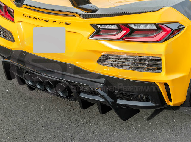 2023-UP CORVETTE C8 Z06 | GLOSSY BLACK REAR BUMPER FINNED DIFFUSER