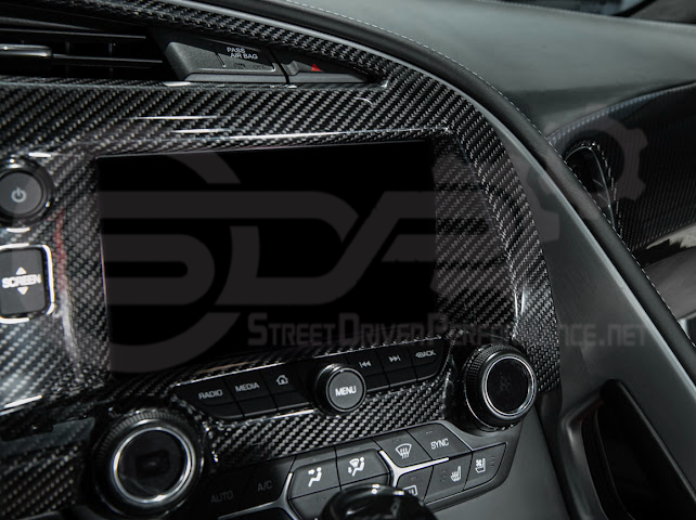 2014-2019 CHEVROLET CORVETTE C7 | FACTORY STYLE DRY CARBON FIBER CENTER INFOTAINMENT INSTRUMENT PANEL CLUSTER TRIM PLATE COVER OVERLAY