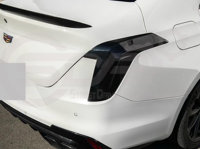 2020-Up Cadillac CT4 | SMOKE TINTED Rear Tail Light Trim Bezel Cover Pair