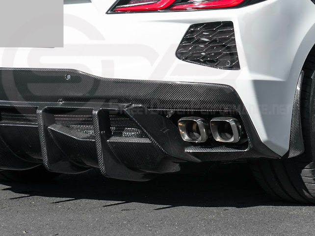 2020-UP CORVETTE C8 | CARBON FIBER REAR BUMPER DIFFUSER QUAD EXIT