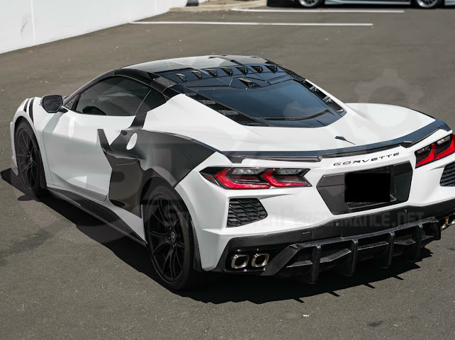 2020-Up Chevrolet Corvette C8 Stingray & Z51 | Carbon Fiber Rear Spoiler Wing Delete Hole Panel Cover