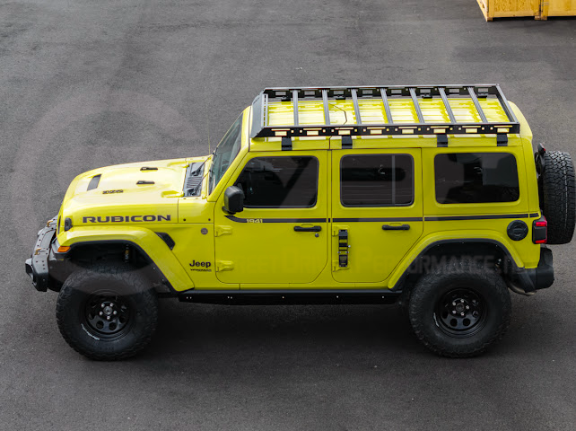 2018-UP JEEP WRANGLER JL & 2020-PRESENT JEEP GLADIATOR JT | CARBON STEEL BLACK TOP ROOF CARGO RACK (FULL & HALF LENGTH)