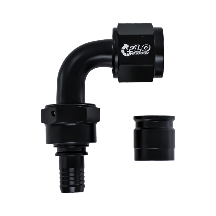 PTFE Crimp 90 Degree Double Swivel Hose End - 20AN