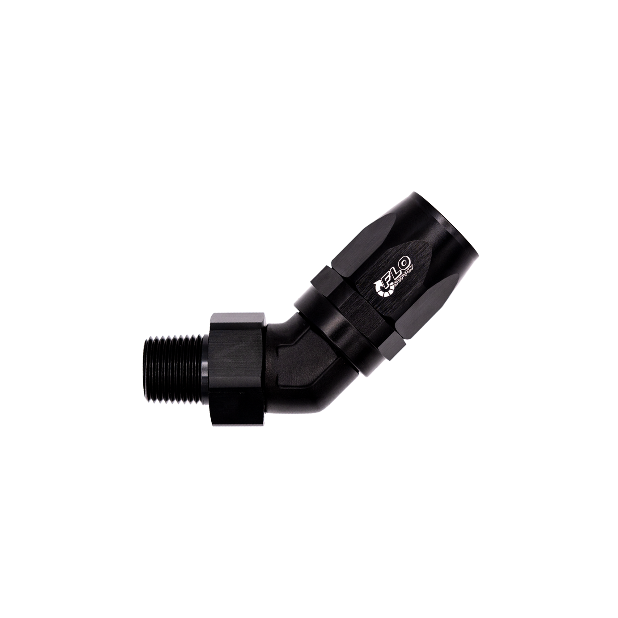 Flo Supply 1/4" NPT To 6AN EZ Connect Forged 45 Degree Swivel Forged Hose End