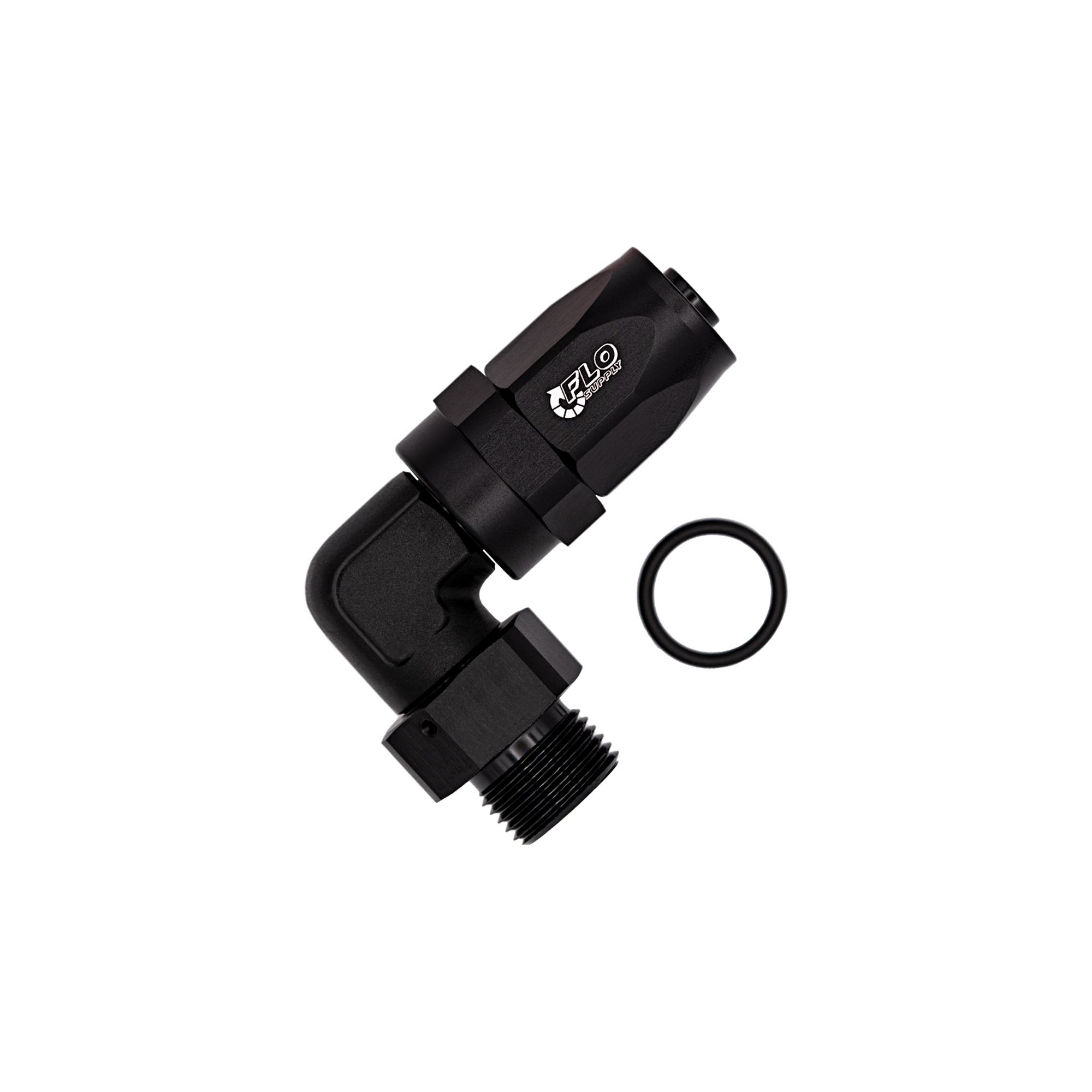 Flo Supply 8AN ORB To 10AN EZ Connect Forged 90 Degree Swivel Forged Hose End