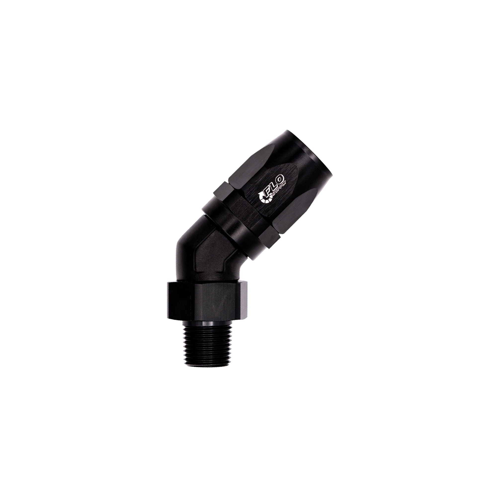 Flo Supply 1/8" NPT To 6AN Cutter Forged 45 Degree Swivel Forged Hose End