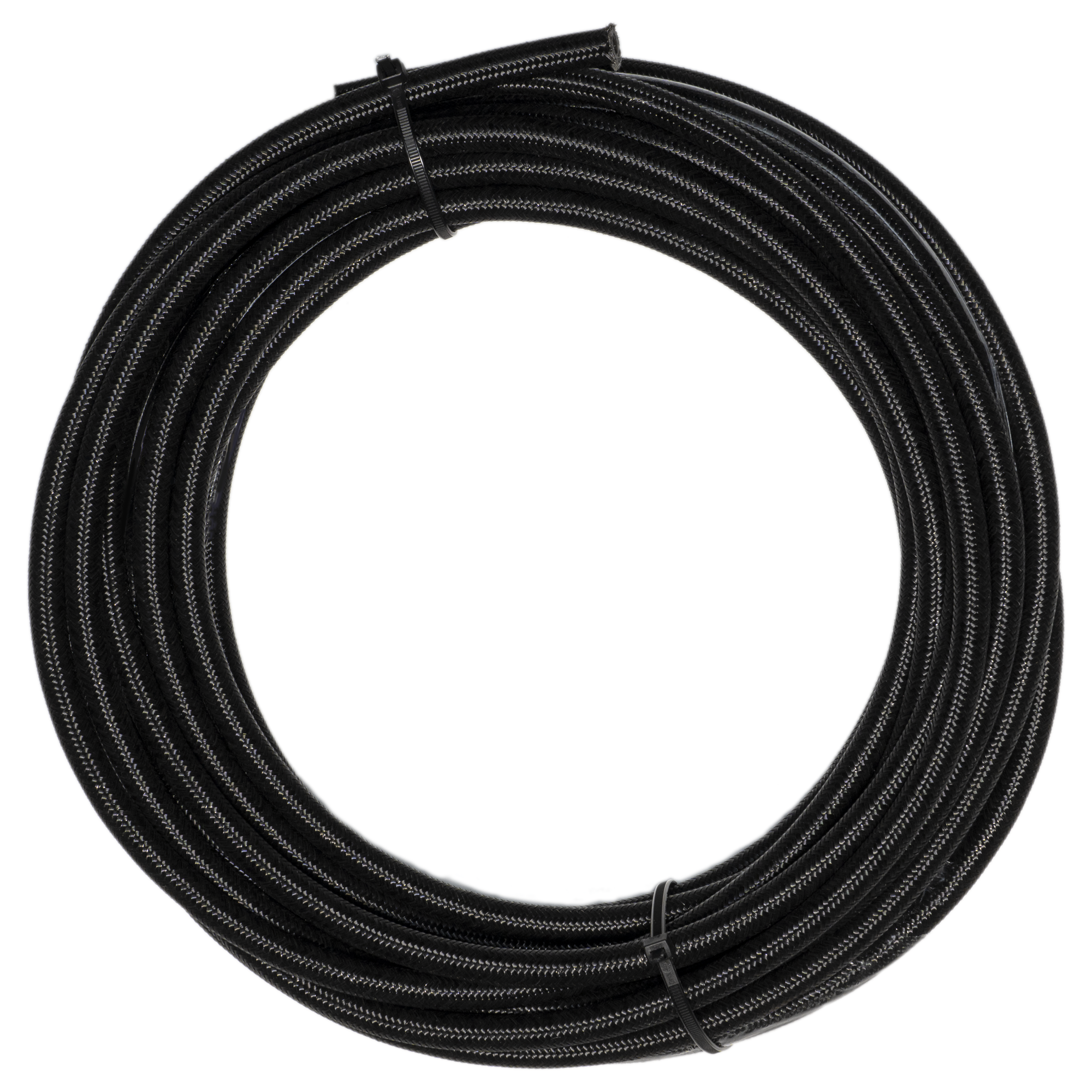 Flo Supply 8AN Black Stainless Steel Braided Hose - Synthetic Rubber Liner