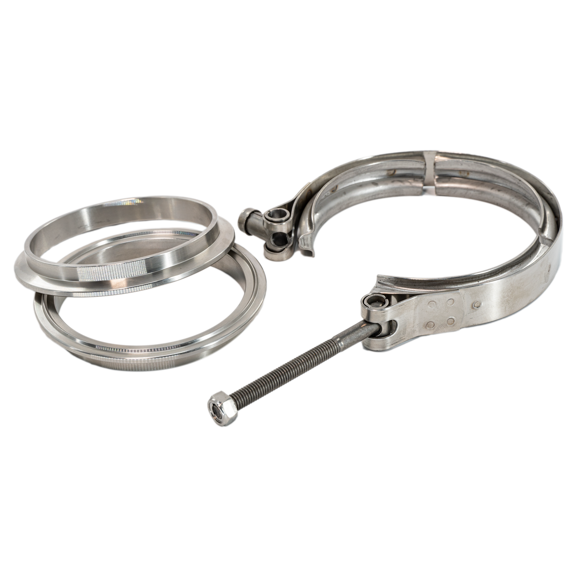 Flo Supply 4" CNC Stainless V-Band Kit - Stainless Flanges