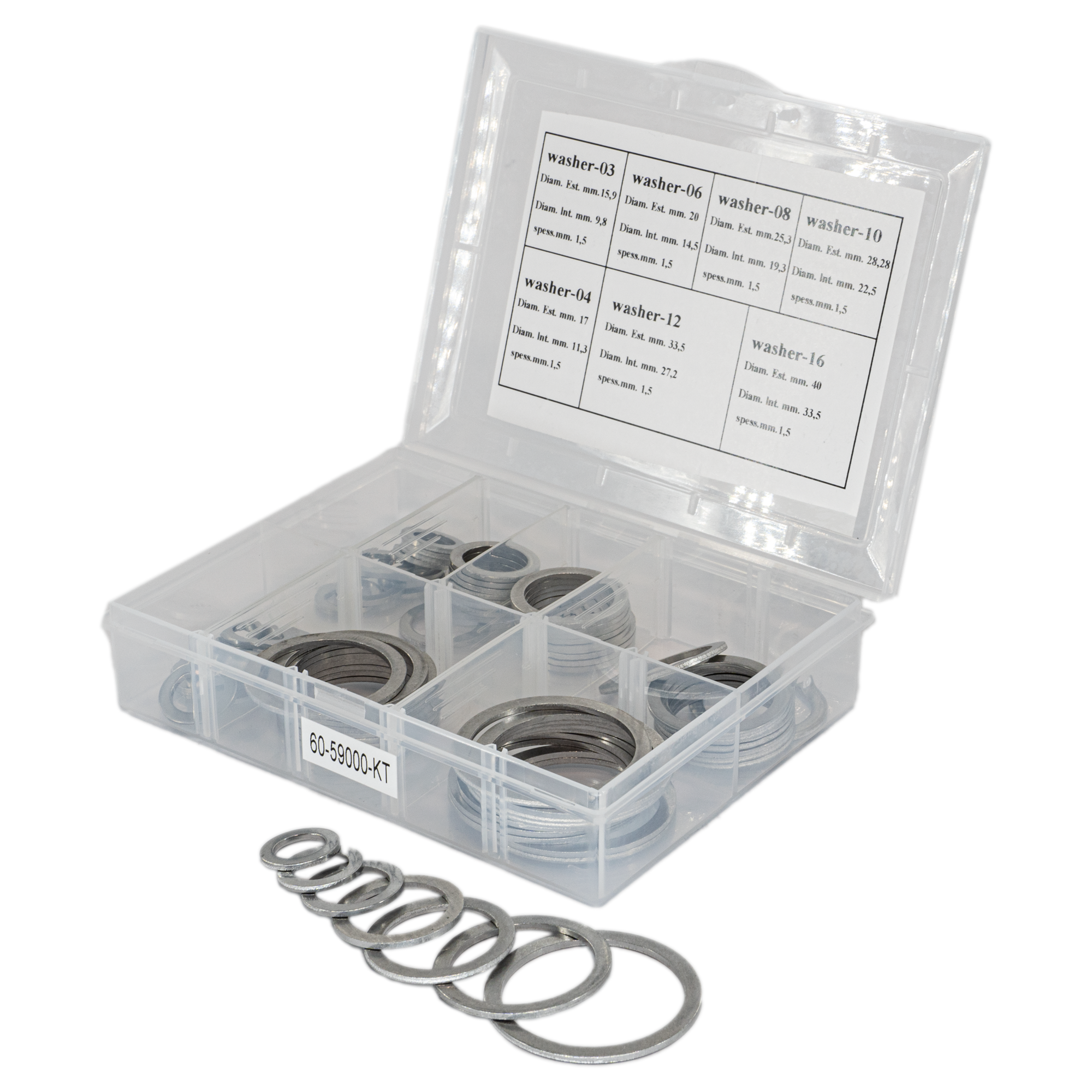 Flo Supply Aluminum Washer Set - 10 each of 3AN, 4AN, 6AN, 8AN, 10AN, 12AN, 16AN