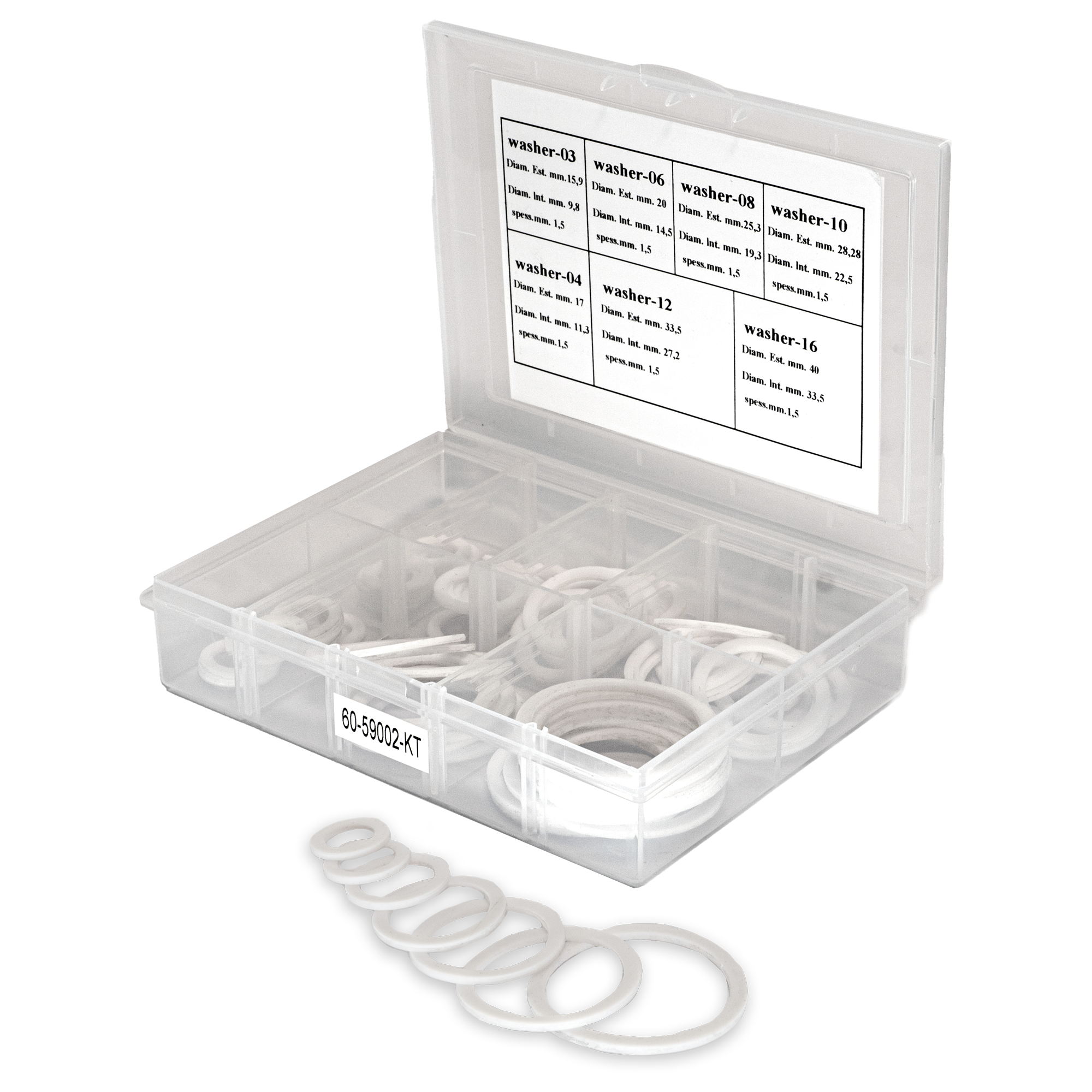 Flo Supply Teflon Washer Set - 10 each of 3AN, 4AN, 6AN, 8AN, 10AN, 12AN, 16AN