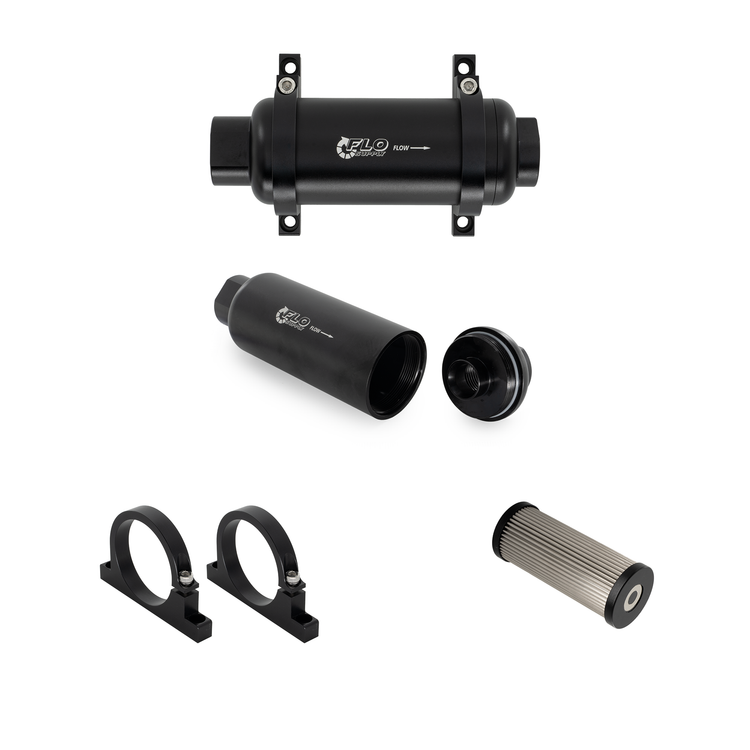 Flo Supply 10 Micron Inline Fuel Filter - Housing & Filter � Female 12AN ORB