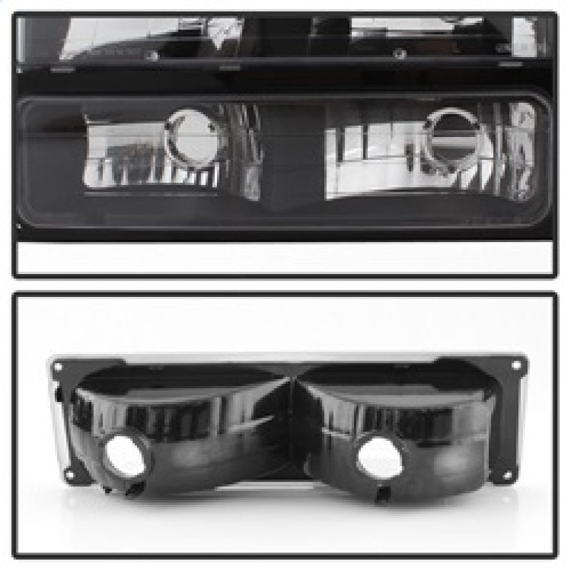 xTune Chevy Suburban 94-98 Headlights w/ Corner & Parking Lights 8pcs Black HD-JH-CCK88-AM-BK-SET