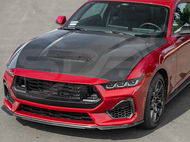 2024-Up Ford Mustang S650 | Factory Style CARBON FIBER Front Hood with Hood Vent (2 versions)