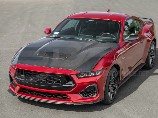 2024-Up Ford Mustang S650 | Factory Style CARBON FIBER Front Hood with Hood Vent (2 versions)