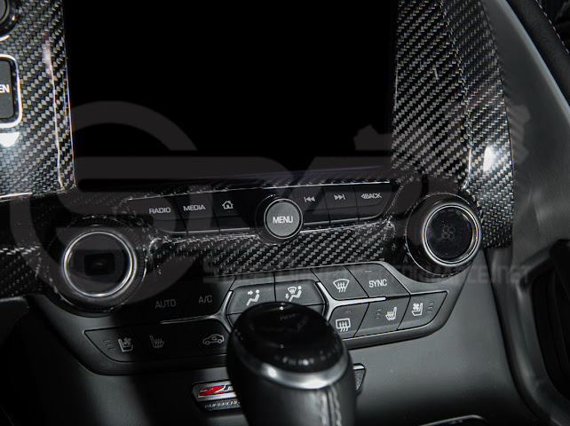 2014-2019 CHEVROLET CORVETTE C7 | FACTORY STYLE DRY CARBON FIBER CENTER INFOTAINMENT INSTRUMENT PANEL CLUSTER TRIM PLATE COVER OVERLAY