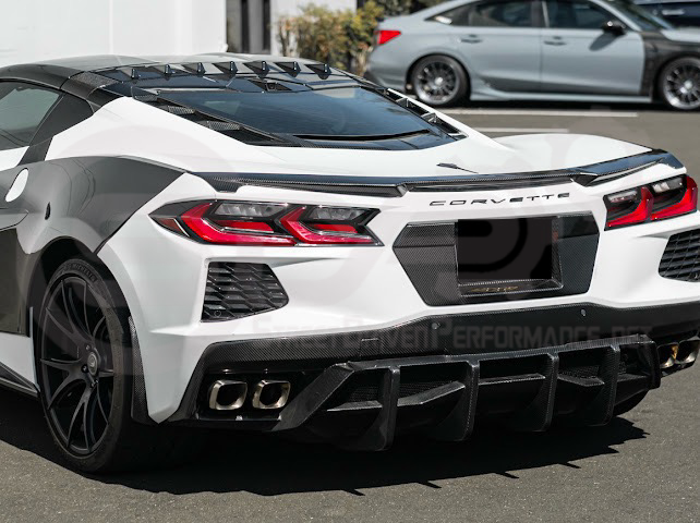 2020-Up Chevrolet Corvette C8 Stingray & Z51 | Carbon Fiber Rear Spoiler Wing Delete Hole Panel Cover