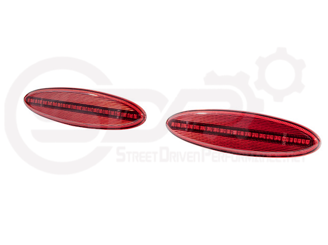 1997-2004 Chevrolet Corvette C5 | Rear Bumper Clear / Red / Black Lens Red LED Side Marker Lights Pair