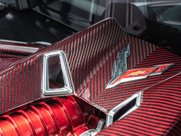 2023-Up Corvette C8 Z06 Coupe | RED CARBON FIBER Engine & Bay Panel Cover