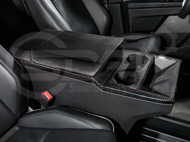 2024-Up Tesla Cybertruck | Interior DRY Carbon Fiber Armrest Trim Cover (Copy)