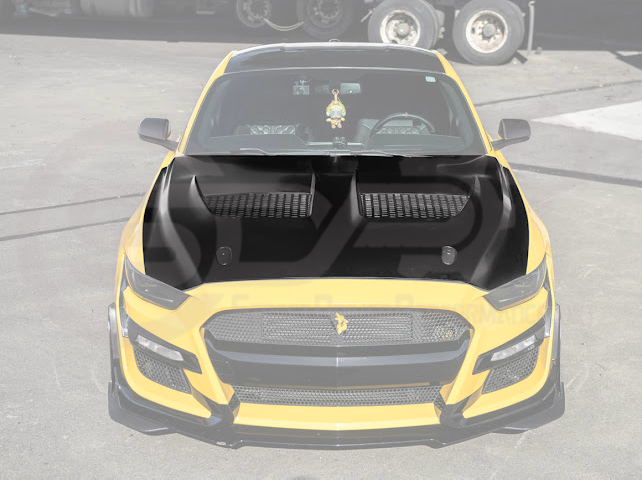 2018-2023 FORD MUSTANG S550 | GTD STYLE ALUMINUM FRONT AIR VENTED HOOD