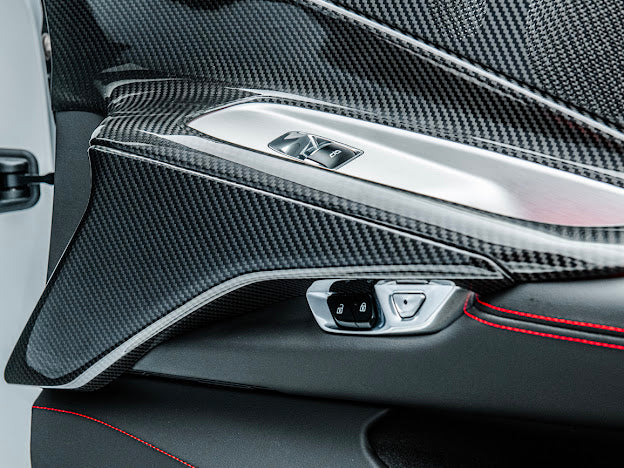 2020+ CHEVROLET CORVETTE C8 CARBON FIBER WINDOW SWITCH TRIM & PILLAR PANEL REPLACEMENT