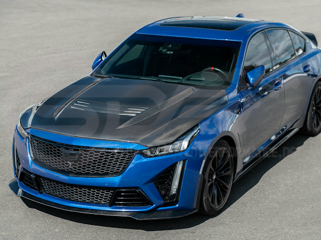 2020-Up Cadillac CT5 / CT5-V / CT5-V Blackwing | “CTS-V, V3” Style CARBON FIBER Front Vented Hood