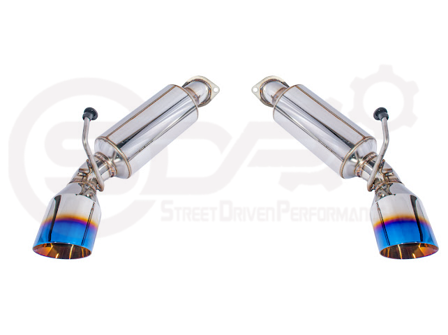 (2014-2016 INFINITI Q60 MUFFLER AXLE BACK EXHAUST (ANDOLIZED SILVER OR BURNT BLUE TIPS)