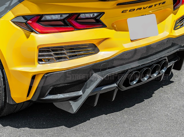 2023-UP CHEVROLET CORVETTE C8 Z06 | SDP PERFORMANCE PACKAGE CARBON FIBER REAR BUMPER FINNED DIFFUSER