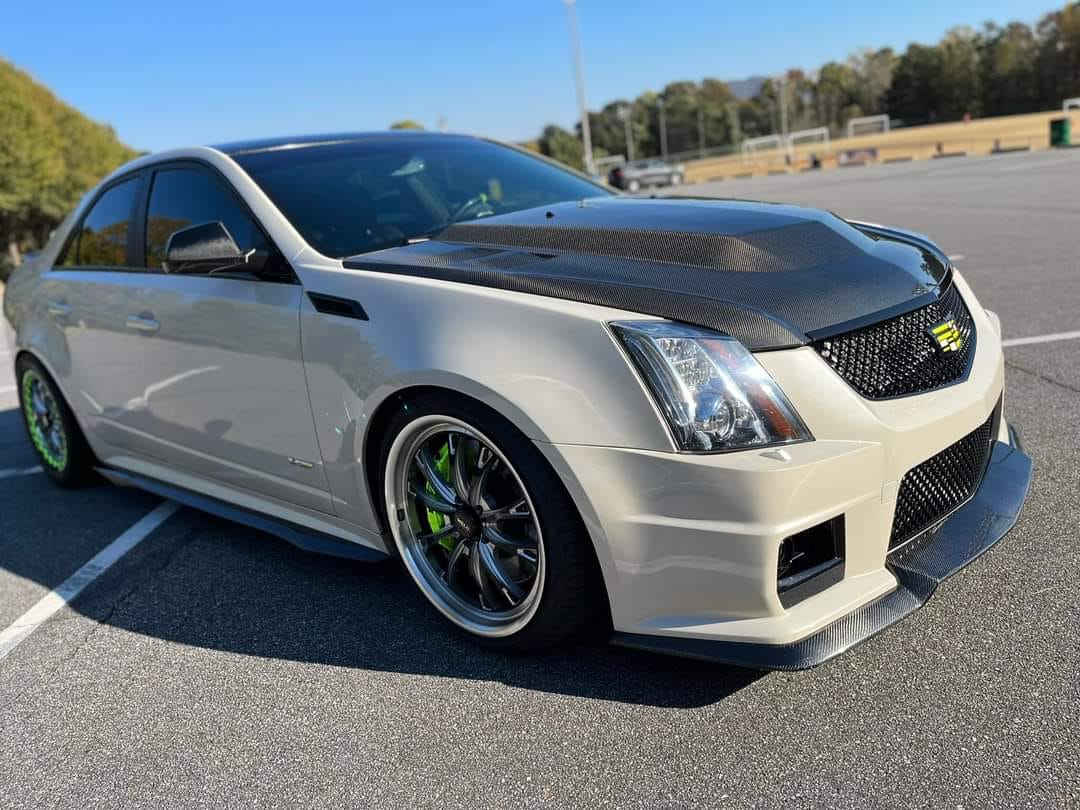 2009-2015 Cadillac CTS-V V2 SDP Style Double Sided Carbon Fiber Cowl Hood