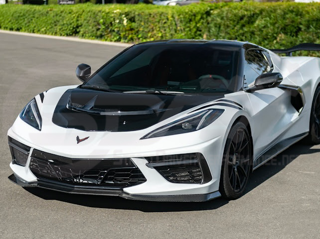 2020-PRESENT CHEVROLET CORVETTE C8 | ZR1 REPLICA STYLE CARBON FLASH FRONT VENTED HOOD