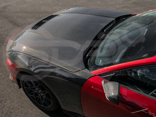2024-Up Ford Mustang S650 | Factory Style CARBON FIBER Front Hood with Hood Vent (2 versions)