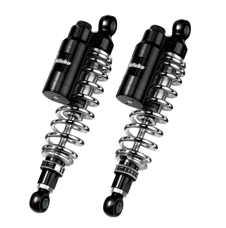 Bitubo WMT1 Twinshocks Adj.: Spring Preload, Reb., Comp., Length 306mm, Piggyback Tank, Chr Edition