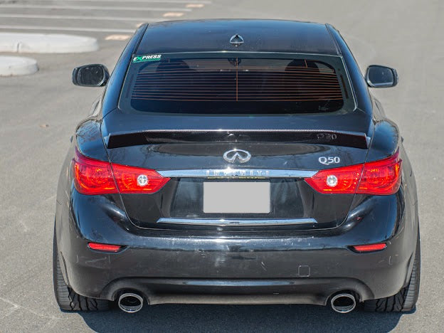 2014-Up Infiniti Q50 | LB Style High Kick CARBON FIBER Rear Trunk Wing Spoiler