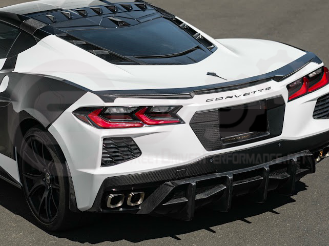 2020-Up Chevrolet Corvette C8 Stingray & Z51 | Carbon Fiber Rear Spoiler Wing Delete Hole Panel Cover