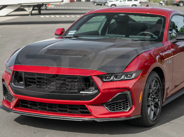2024-Up Ford Mustang S650 | Factory Style CARBON FIBER Front Hood with Hood Vent (2 versions)